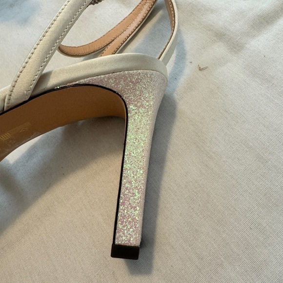 J Crew 10 Ava Strappy Glitter Heels in Satin ~ White Wedding Formal Prom - Picture 6 of 8